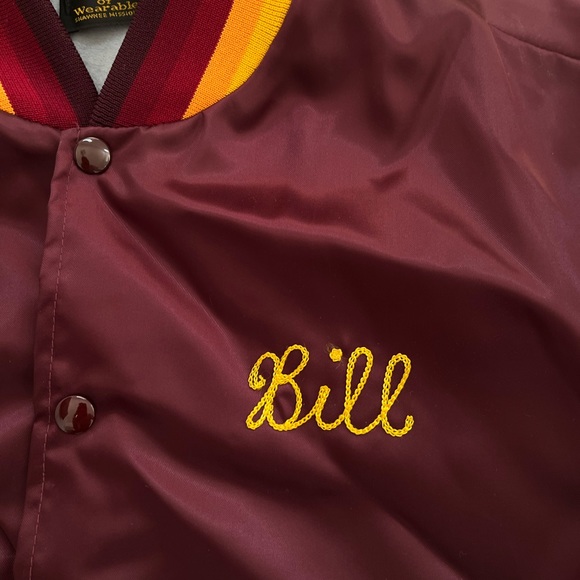 Vintage Swingster Trucker Maroon Snap Satin Chain Stitched Jacket Mens Large - Picture 5 of 14